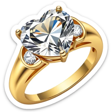 Gold ring with heart diamond sticker