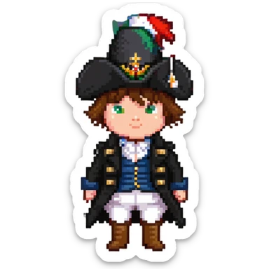 Napoleon Bonaparte with bicorn hat and hand in coat sticker