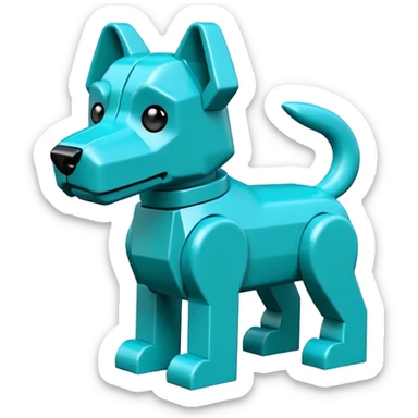 teal lego dog sticker