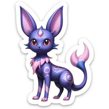 Shiny Exotic Badass Ethereal Royal Mysterious Gothic Noibat-Espeon-Umbreon-Sylveon-Pokémon-Fakémon-hybrid-creature (full body) with random pattern-markings sticker