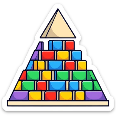 A cheerful pyramid of rainbow colored building blocks with cute faces sticker