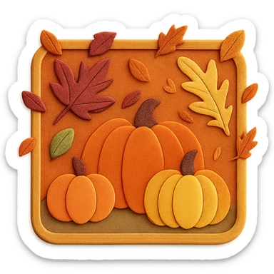 Add falling leaves to the paper craft style fall scene in the square, keeping the layered look sticker