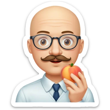 Passionate love Bald Man with mustache and eyeglasses Eating peach in love sticker