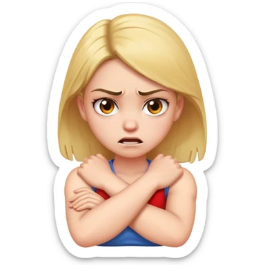 arms crossed holding neck angry girl sticker