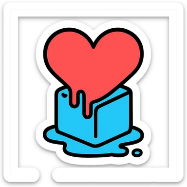 a heart melting an ice cube sticker