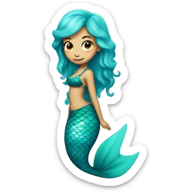 Mermaid with aqua hair and tail sticker