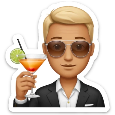 Chat avec un coctail sticker