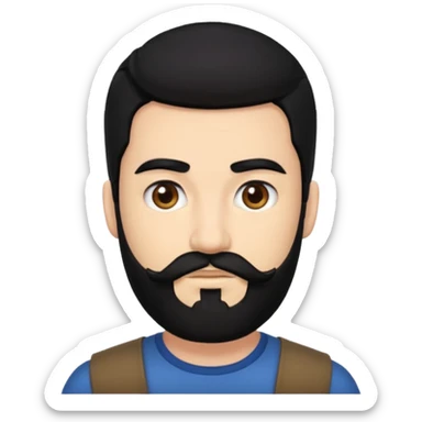 Ehren McGhehey with black hair and beard sticker