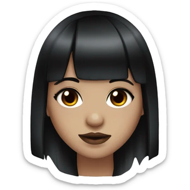 goth girl with black and red hair, black winged eyeliner, brown eyes, straight bangs sticker