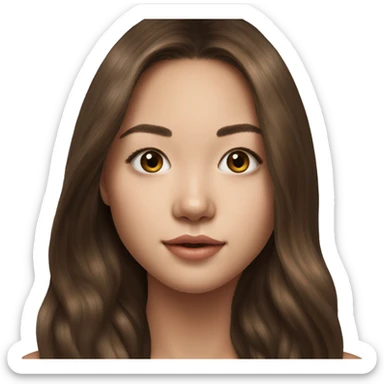 Megan Nakata long brown hair teenager, hyperreal photoreal portrait sticker