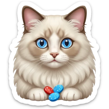 One ragdoll cat selling mushrooms pills sticker