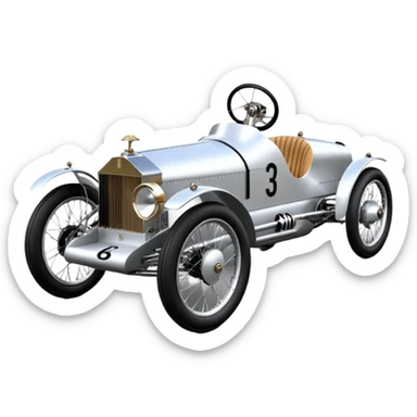  1956 luxury 3Cpo racing Rolls Royce lowered powerful 4 cylinder engined silver ghost racing cyclekart with advanced rugged independent suspension, power steering and disc brakes  sticker