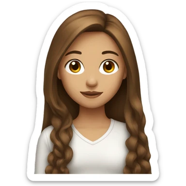 Pretty girl with long brown hair  sticker