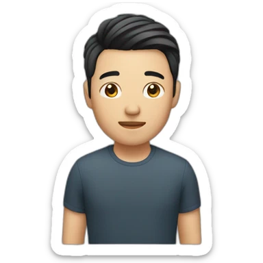 asian male with flow haircut sticker