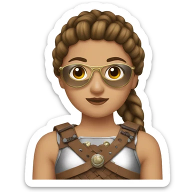 Girl gladiator with French braids, brown hair and sunglasses sticker