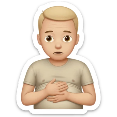 hungry man hand on belly sad face sticker