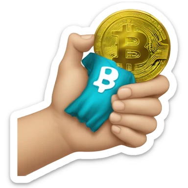 bitcoin inside of hand hear sticker
