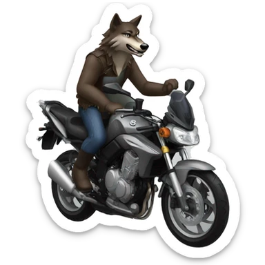 A wolf riding a Yamaha YBR  sticker