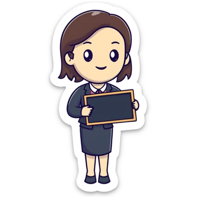 full body female teacher with blackboard sticker