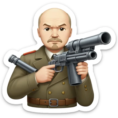 Lenin holding a minigun sticker