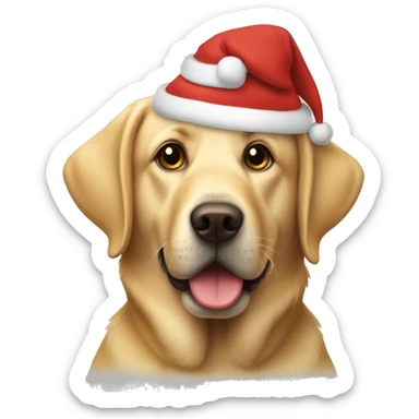 golden lab in a christmas hat sticker
