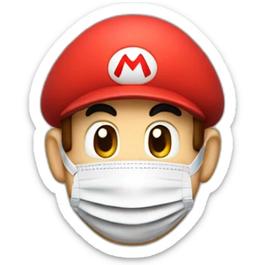 super mario with a covid mask sticker