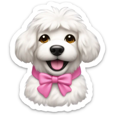Smiley dog whitw pink bow sticker