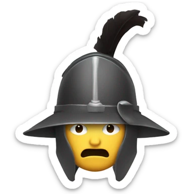 Guy wearing a morion kettle helmet crestfallen sticker