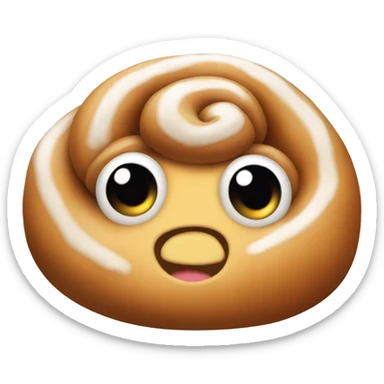 a single cinnamon bun with cute eyes sticker