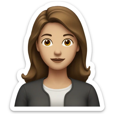 Woman with brown hair and middle part sticker