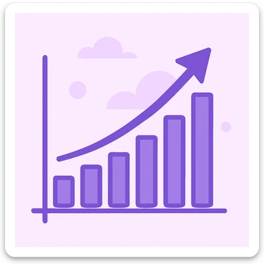 growth graph in purple, general style sticker