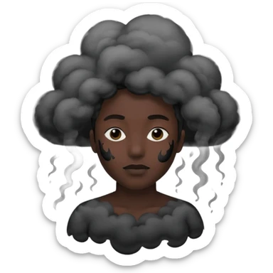 A black head covered in black smoke sticker