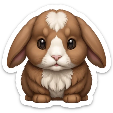 brown holland lop bunny (portrait, facing forward, iOS 17 style, happy) sticker