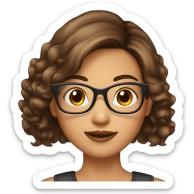 Fille a lunettes cheveux lisses brun mi-court sticker