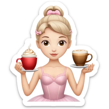 A ballerina holding a cup of cappuccino sticker