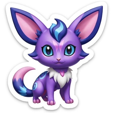 Shiny Cute Adorable Espeon-Litten-Noibat-Meowstic-Hybrid-Creature with pattern-markings sticker