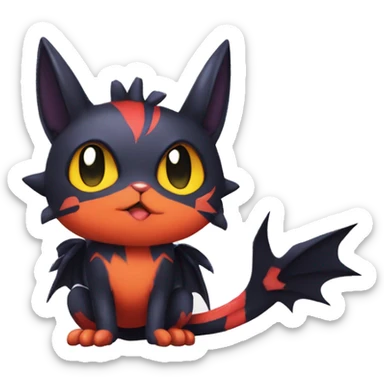 Cool Cute Edgy Chibi Noibat-Litten-Pokémon-Fakémon-hybrid sticker