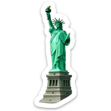statue of liberty with legs surfering on a big wave sticker