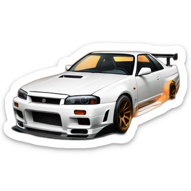 nissan skyline drifting with burnout sticker