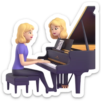 Michelle Monaghan with honey blonde hair playing piano sticker