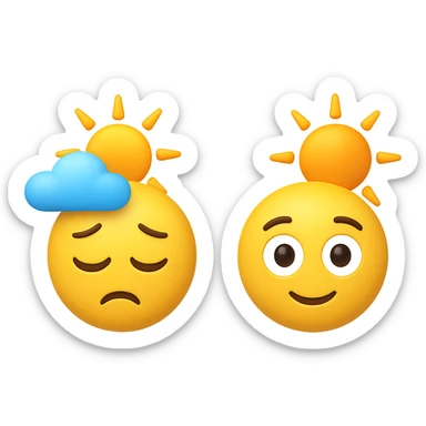 emoji stile iphone 3d che rappresenta la mattina presto come orario accanto ad emoji stile iphone 3d che rappresenta il tardo pomeriggio come orario sticker