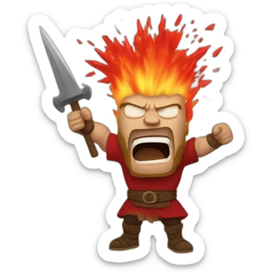 exploding rage red viking sticker