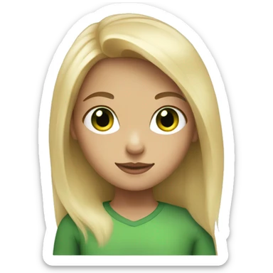 a girl with blonde hair and green eyes sticker