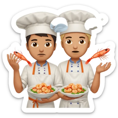 Make one of a man throwing shrimp at another guy angrily sticker