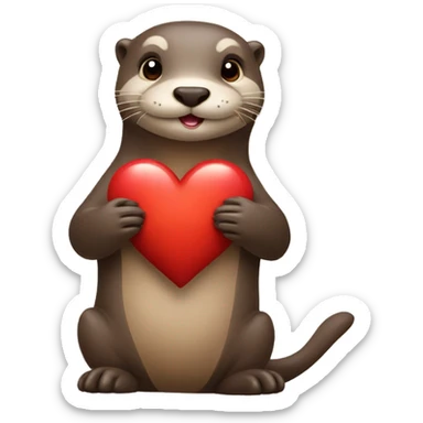 Otter holding a heart sticker