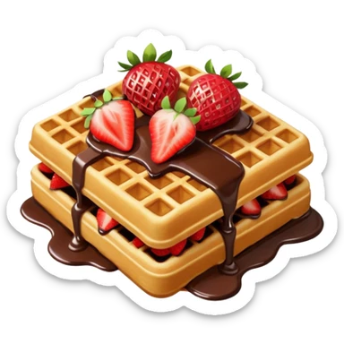waffle with strawberries and chocolate sauce drizzled ontop  sticker
