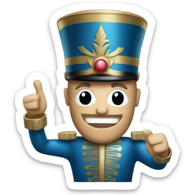 Nutcracker with a thumbs up sticker