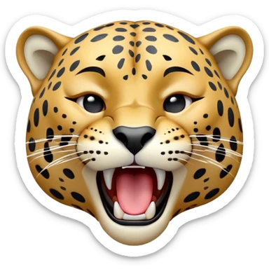 cinematic-realistic-yawning-jaguar-portrait-emoji,-head-tilted-slightly-with-a-dramatic,-wide-open-yawn,-showcasing-a-lithe,-graceful-build-with-distinctive-rosette-patterns-and-sleepy,-half-closed-eyes,-simplified-yet-irresistibly-adorable sticker