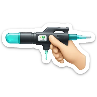 An injector with an injection in hand sticker