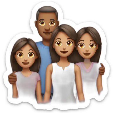 Mum and dad with three girls  sticker